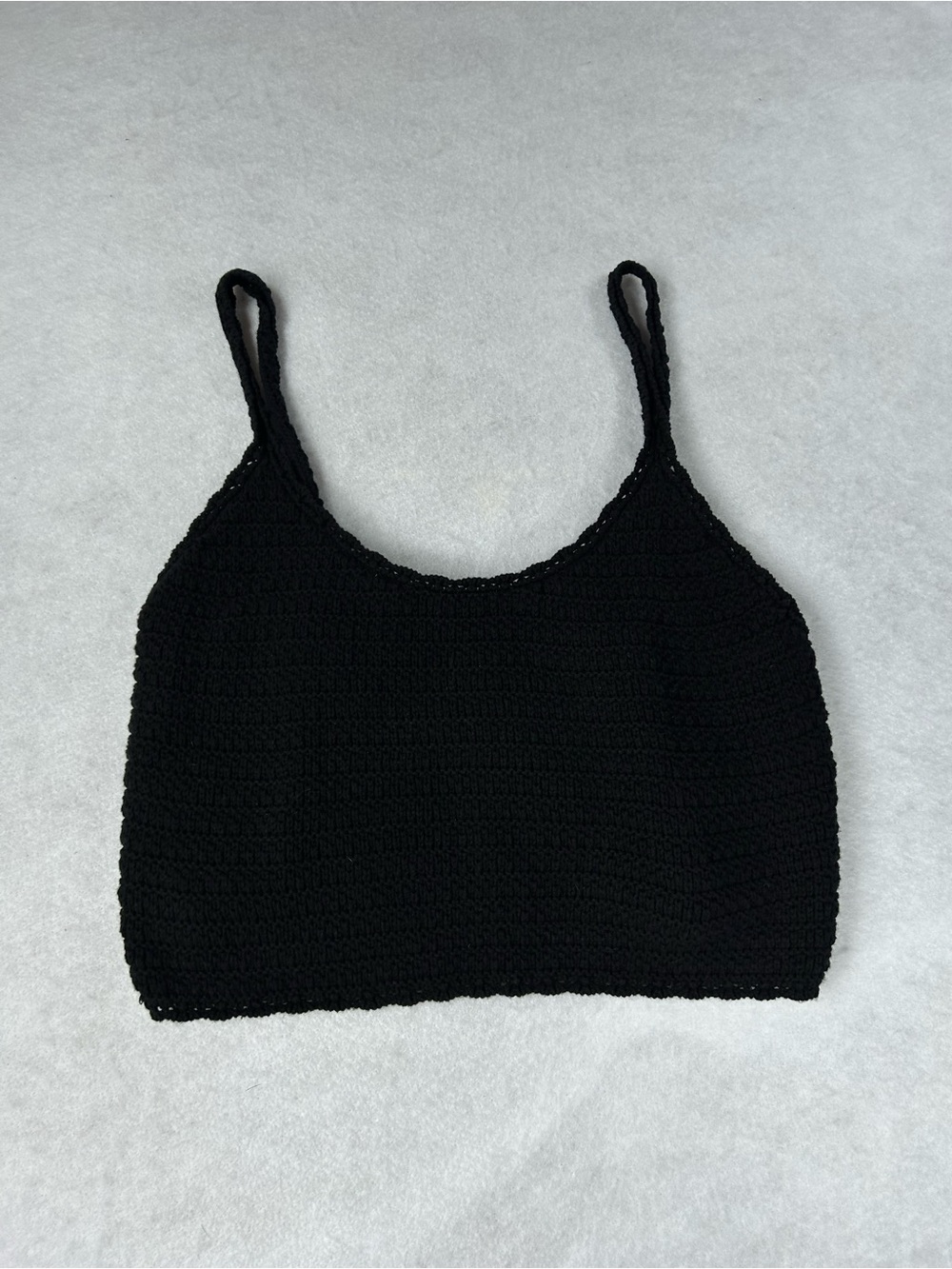 Aerie Black Crochet Spaghetti Strap Cropped Beach Camisole Top Medium